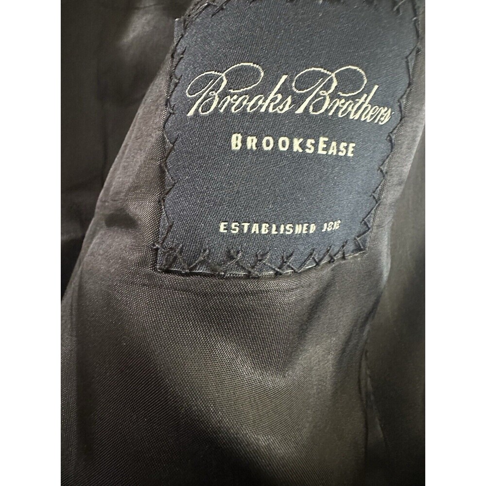 VTG Brooks Brothers Blazer 50L Black Wool Sport Coat Suit Jacket Brooksease flaw - Picture 15 of 15